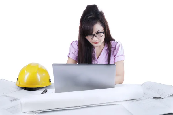 Asian developer working isolated — Stock Photo, Image