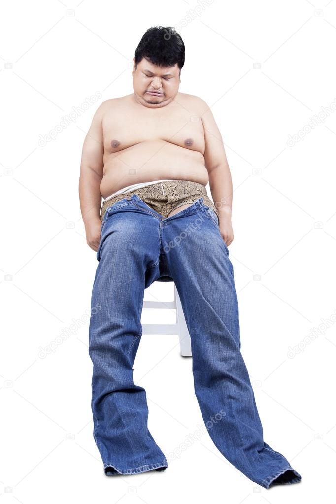 fat man in jeans