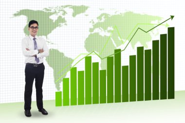 işadamı ve küresel finansal grafiği