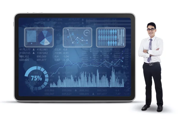 Businessman and business graph on screen — Stock Photo, Image