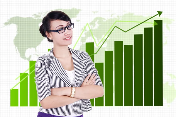 Professionell affärskvinna och diagram — Stockfoto