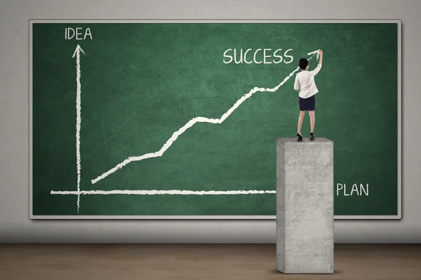 Affärskvinna gör diagram för framgång 1 — Stockfoto