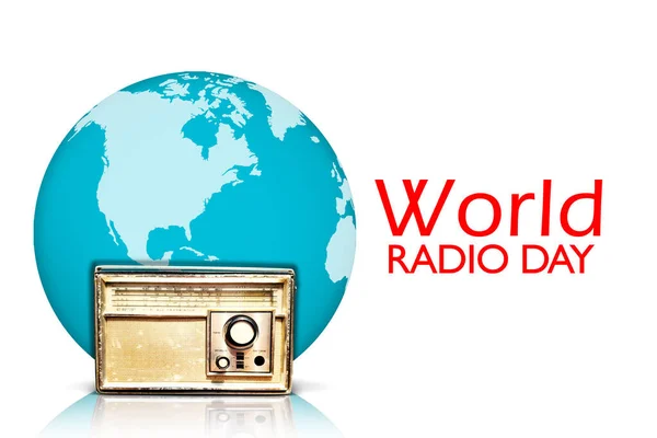 Immagine Radio Epoca Con Testo Giornata Radiofonica Mondiale Studio Isolato — Foto Stock