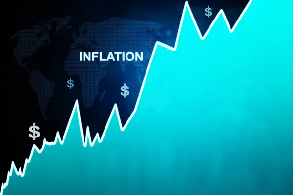 Afbeelding Van Stijgende Inflatie Grafiek Met Dollar Symbool Virtuele Scherm — Stockfoto