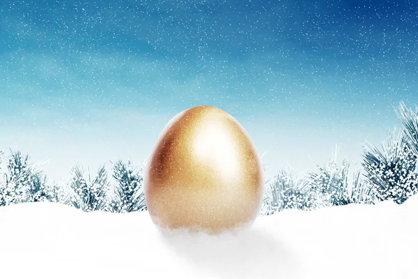 Karlı Parktaki Altın Yumurtaya Yaklaş Kış Zamanı Çekilen — Stok fotoğraf