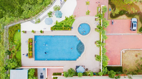 Jakarta Indonesia February 2022 Top View People Playing Swimming Pool — Stock Photo, Image