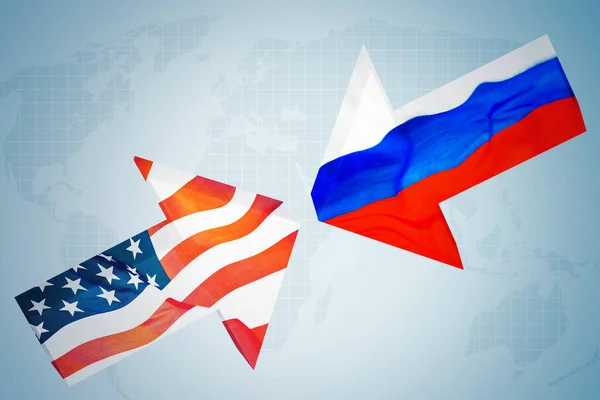 Nahaufnahme Der Flagge Amerikas Und Der Ukraine Auf Dem Pfeil — Stockfoto