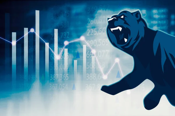 Image Bear Roaring Declining Finance Chart Stock Market Background — Stock Photo, Image