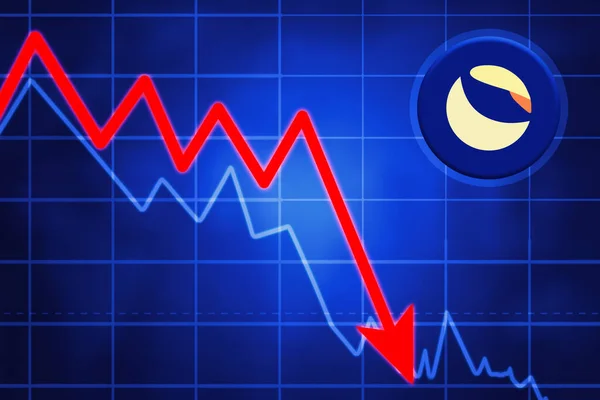 仮想画面の背景にルナ価格グラフの落下のイメージ — ストック写真