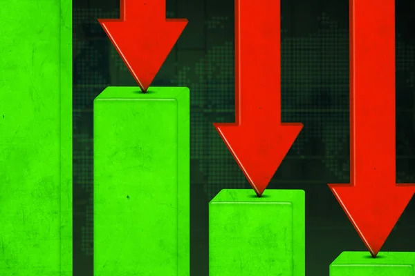 Primer Plano Del Gráfico Finanzas Declive Con Flechas Que Caen — Foto de Stock