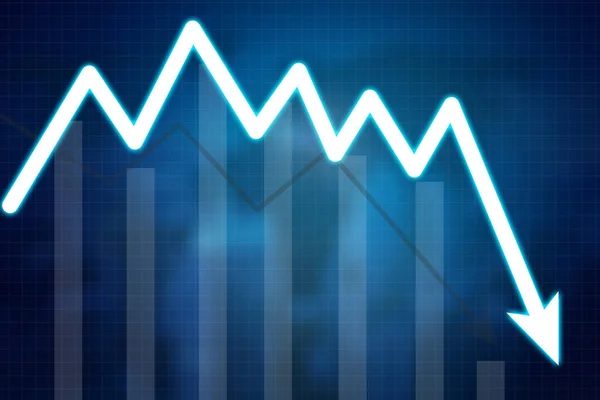 Falling Arrow Declining Finance Chart Cyberspace Virtual Screen Background — Stock Photo, Image