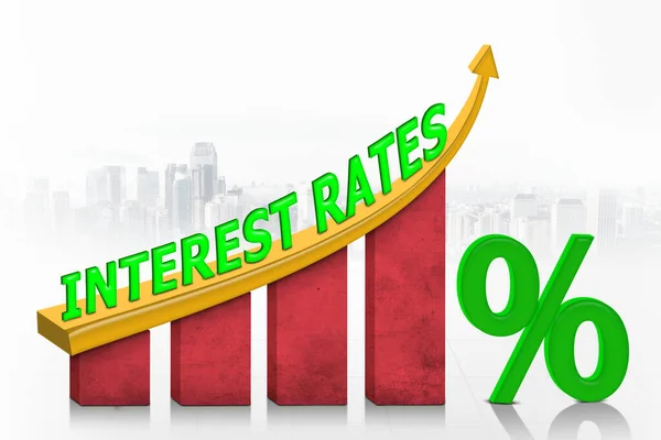 Image Growth Interest Rates Graph Percentage Symbol Isolated White Background — Stock Photo, Image