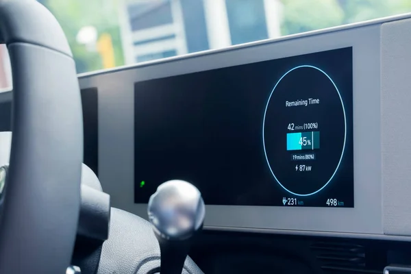 Jakarta Indonesia July 2022 Electric Vehicle Dashboard Showing Charge Level — Foto de Stock