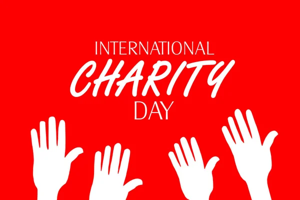 Close International Charity Day Text Hands Symbol Red Background — Zdjęcie stockowe