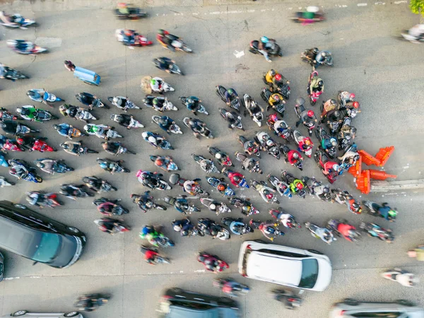 Jakarta Indonesia August 2022 Top View Chaotic Motorcycle Cars Moving — Stock fotografie