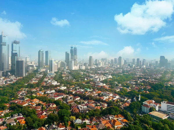 Jakarta Індонезія Серпня 2022 Року Повітряний Вид Приміські Будинки Хмарочосами — стокове фото