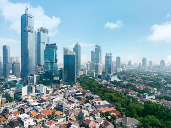 Jakarta Індонезія Серпня 2022 Року Повітряний Вид Приміських Будинків Висотними — стокове фото