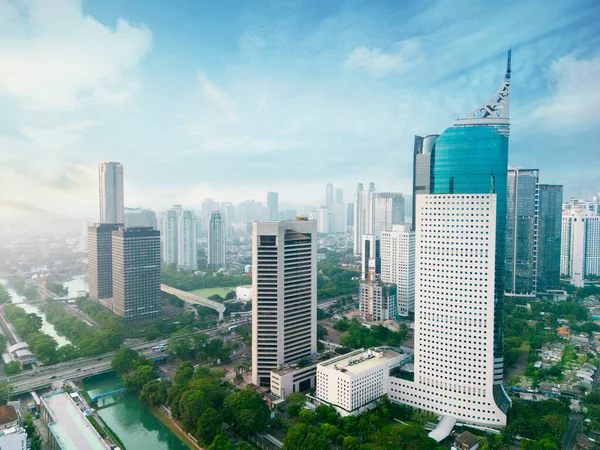 Jakarta Indonesia August 2022 Aerial View Wisma Surrounded Highrise Buildings — Fotografia de Stock