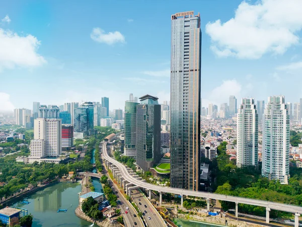 Jakarta Індонезія Серпня 2022 Повітряний Вид Міста Джакарта Міськими Будівлями — стокове фото