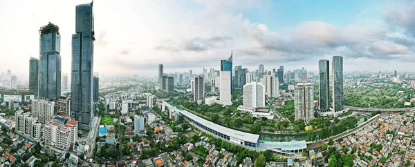 Jakarta Indonesia August 2022 Beautiful Panoramic View Suburban Houses Skyscraper — Fotografia de Stock