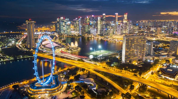 Singapour Septembre 2022 Beau Décor Paysage Urbain Singapourien Lumineux Nuit — Photo
