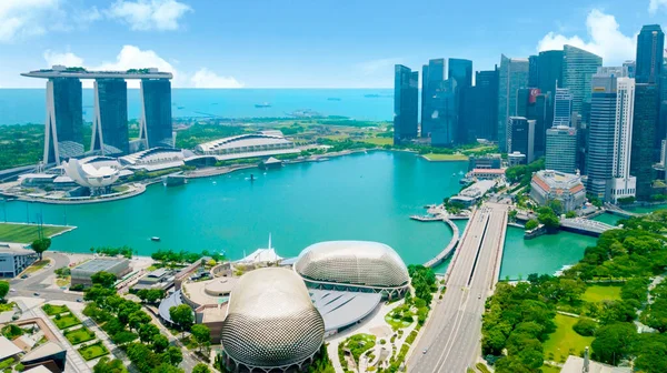 Singapore September 2022 Drone Uitzicht Singapore Stadsgezicht Met Esplanade Theater — Stockfoto
