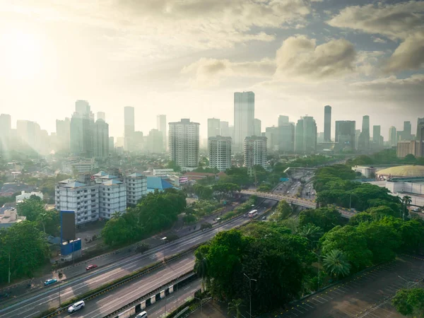 Jakarta Індонезія Вересня 2022 Року Повітряний Вид Платних Доріг Хмарочосів — стокове фото