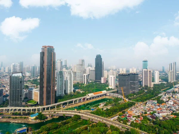 Jakarta Індонезія Вересня 2022 Року Чудовий Краєвид Висотних Будинків Синім — стокове фото