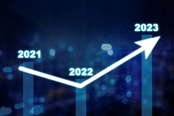 Крупный План Будущего Роста Бизнес Графика 2023 Новый Год Фоне — стоковое фото