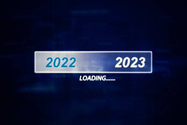 2023 yılbaşı arifesi için geri sayım sürecini gösteren çubuk yükleme resmi
