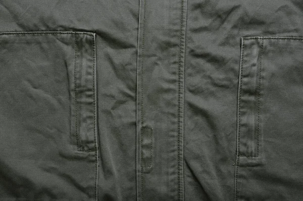 Katonai Kabát Részlet Khaki Zöld Motorháztető Kabát Hadsereg Divat Stílus — Stock Fotó