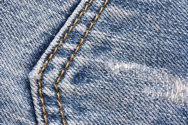 Denim Jeans Textur Muster Nahaufnahme Der Taschennaht Stoff Detail Hintergrund — Stockfoto