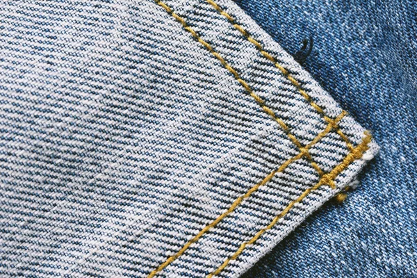 Jeans Modello Texture Denim Close Tasca Punto Tessuto Dettaglio Sfondo — Foto Stock