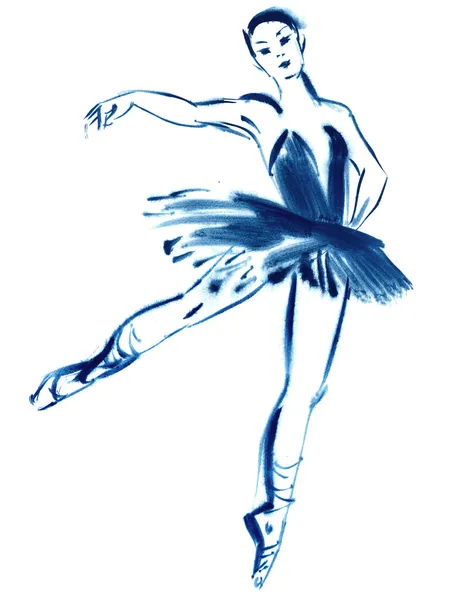 Blå ballerina, ritning gouache — Stockfoto