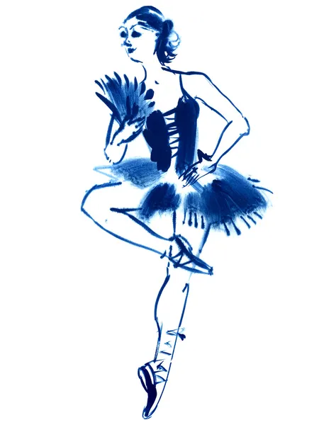 Blue ballerina, drawing gouache — Stock Photo, Image