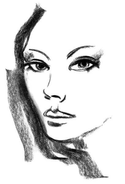 Portrait de belle femme, croquis — Photo