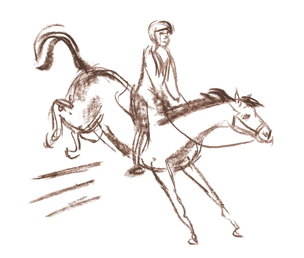 Derby, cavalo e cavaleiro equestre — Fotografia de Stock