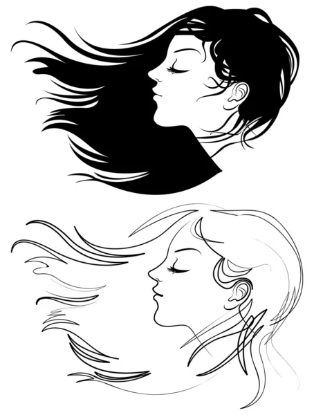 Krásná dívka s dlouhými vlasy — Stockový vektor