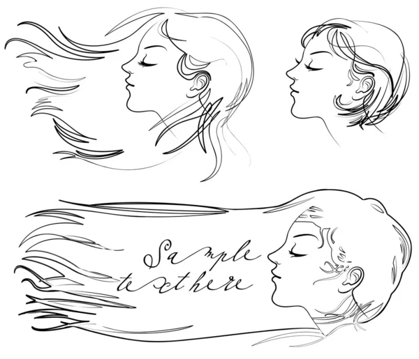 髪のなびく風 — ストックベクタ