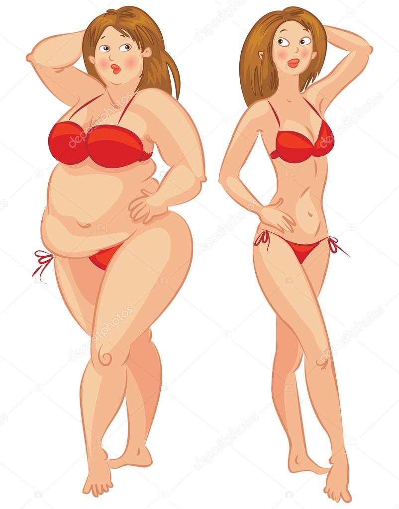 Fat and thin woman