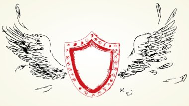 Shield with wings clipart
