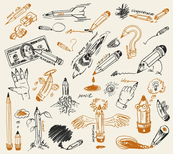 Desenho a lápis. Desenhados à mão —  Vetores de Stock