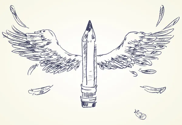 翼を持つ鉛筆します。 — ストックベクタ