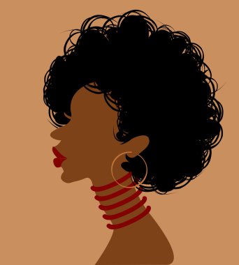African woman in profile clipart