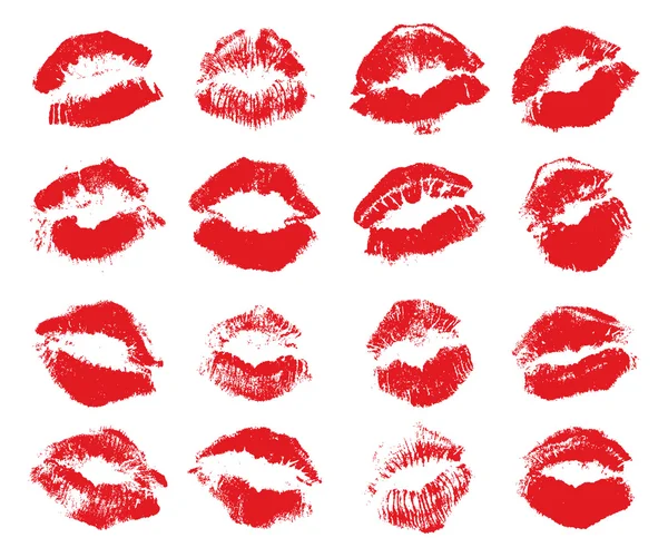 Impresión de labios rojos — Vector de stock