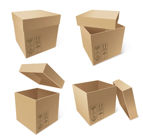 Collection of cardboard boxes — Stock Vector