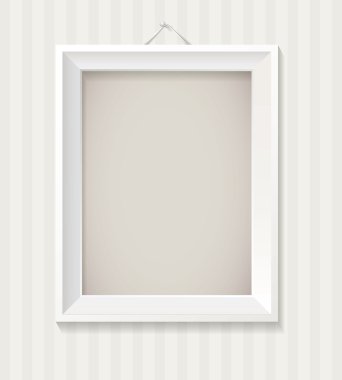 White empty frame hanging on the wall clipart
