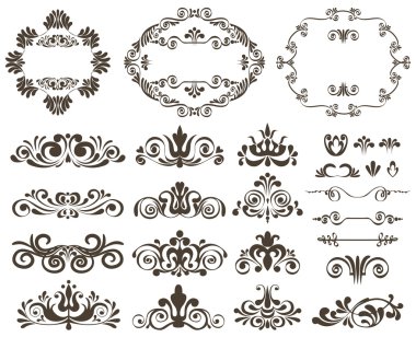 kaligrafik tasarım elementlerinin vektör kümesi