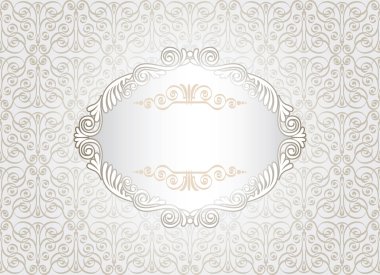 Vintage damask arka plan üzerinde beyaz bir çerçeve