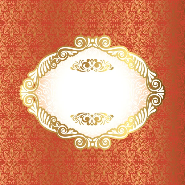 Vintage frame on damask background — Stock Vector